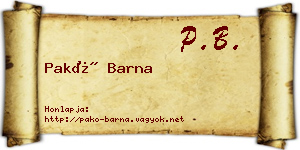 Pakó Barna névjegykártya